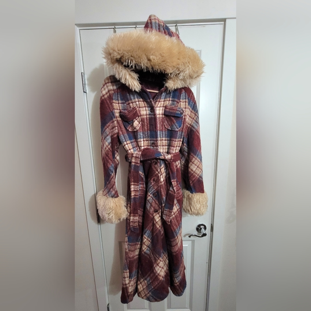 1970s Vintage Wool Plaid Coat by Sears